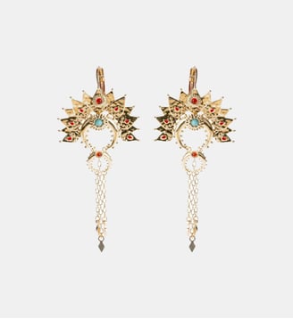 Boucles d'oreilles pendantes couronne avec chaînes MOSTY - Hipanema - Doré