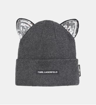 Chapeau tricoté avec une oreille élégante - Karl Lagerfeld Kids - Anthracite chiné