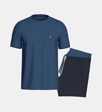 Pyjama court en Lyocell - Impetus - Bleu et gris
