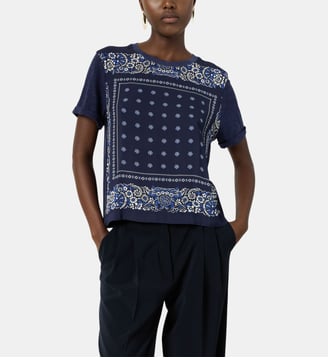 T-shirt bi matière esprit foulard - MANOLIA - Gerard Darel - Marine