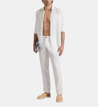 Pantalon coupe droite en lin uni - Vilebrequin - Blanc