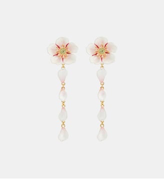 Boucles d'oreilles tiges pendantes fleur blanche de cerisier - Les Néréides - Multicolore