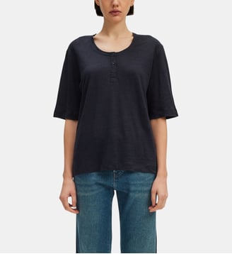T-shirt large en lin - GISELINE - Pablo - Marine