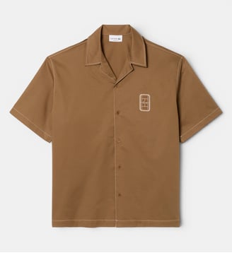 Chemise manches courtes coton relaxed fit - Lacoste - Marron