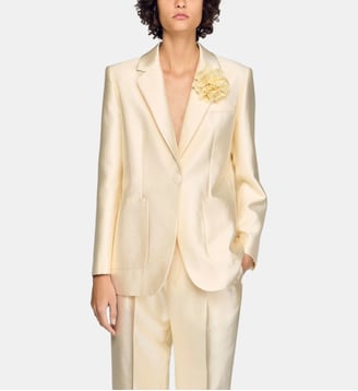 Veste satinée à détail fleur - Sandro - Crème