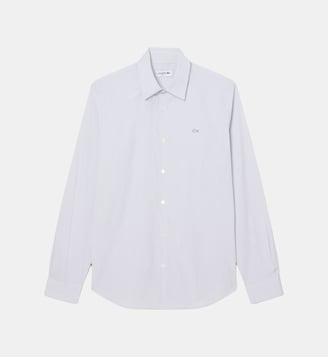 Chemise popeline stretch rayée slim fit - Lacoste - Blanc et bleu marine