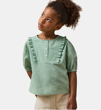 Blouse imprimée vichy - Cyrillus - Mini carreaux vert