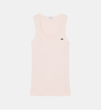 Débardeur coton maille pointelle slim fit - Lacoste - Rose