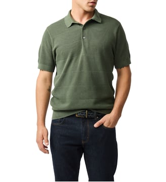Polo slim en coton tricot à manches courtes Masons Flat - Rodd & Gunn - Vert forêt
