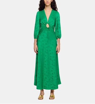 Robe longue imprimé fleur jacquard - Sandro - Vert
