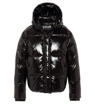 Blouson shiny à capuche enfant - Schott - Rouge