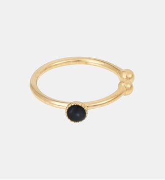 Bague d'oreille dorée rhodochrosite - cab - Caroline Najman - Noir