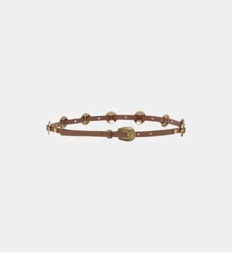 Ceinture fine avec plaques en métal gravées de 1 cm - Pinko - Marron lion laiton