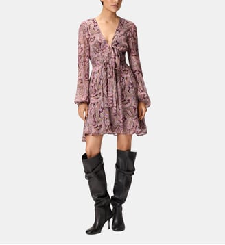 Robe courte à imprimé cachemire métallisé - Pinko - Multicolore rose et violet