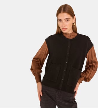 Pull Sans Manches En Mélange De Yack Et Laine Adam - Maison 123 - Noir