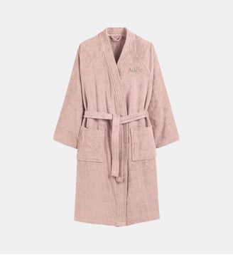 Peignoir éponge col kimono personnalisé - La Redoute Interieurs - Rose poudré