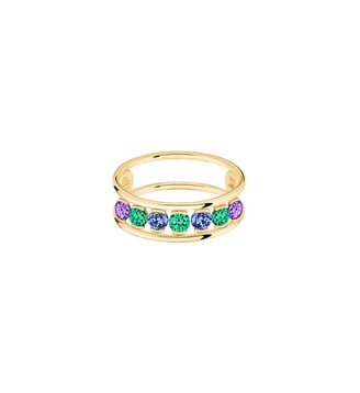 Bague HULA HOOP Bali - Émeraudes, saphirs bleus et améthystes - Or jaune 750‰ - La Brune & La Blonde - Or jaune