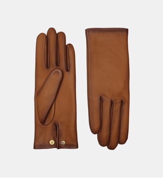 Gants Olga Femme Cuir Doublés Soie - Agnelle - Marron et orange