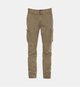 Pantalon cargo droit coton ceinturé-Noir-38 - FR - Schott - Beige