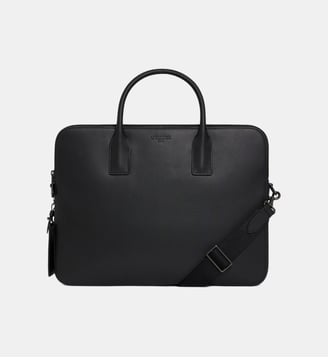 Porte document slim 15" Emile en cuir signature T - Le Tanneur - Noir foncé