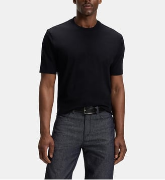 T-shirt droit en jersey de coton - BOSS - Noir