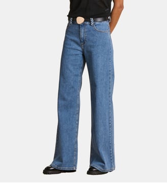 Jean large délavé en coton biologique - La Fée Maraboutée - Bleu délavé