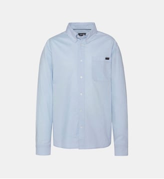 Chemise manches longues avec poche planquée - Schott - Bleu