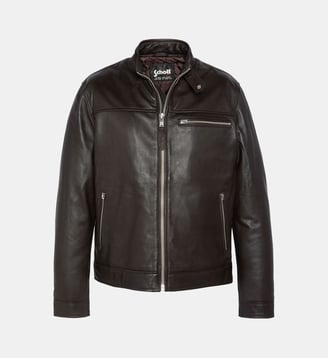 Blouson motard, cuir d'agneau - Schott - Marron