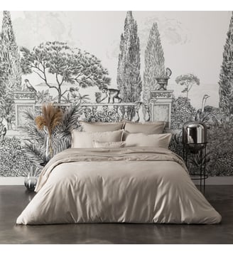 Housse de couette unie en satin de coton bio, TEOPHILE - Alexandre Turpault - Taupe gazelle