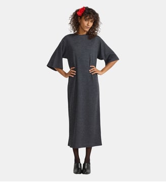 robe t-shirt en laine - Agnès b. - Chiné gris foncé