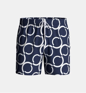 Short de bain motif ondulation à suspensoir - Impetus - Bleu foncé