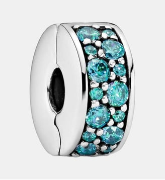 Charm Clip Pavé Bleu-Vert - Pandora - Argenté