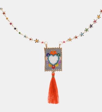 Collier sautoir avec pendentif en perles et pompon BONITO - Hipanema - Orange