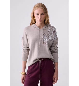 Maille jacquard à capuche - Liu Jo - Gris