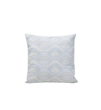 Housse De Coussin  Vagues finement brodées - Madura - Blanc et ciel