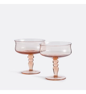 Lot de 2 coupes à champagne en verre strié - La Redoute Interieurs - Rose fumé