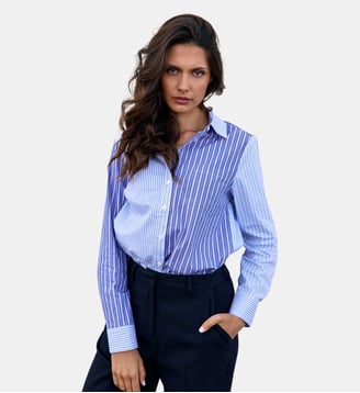 CHEMISE imprimé rayures, marinière CLARIN - La Petite Etoile - Bleu et écru