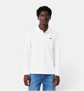 Polo regular fit manches longues en coton mélangé - Lacoste - Blanc