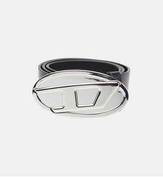 Ceinture de 4 cm en cuir avec plaque Oval D - Diesel - Noir