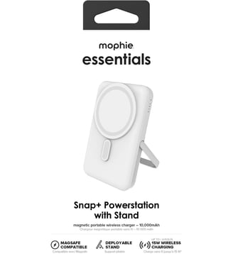 Batterie externe 10000 mAh MagSafe blanc avec support - Mophie - Standard