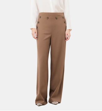 Pantalon pcolombus - Motif uni - Polyester recycle - Coupe large - Caroll - Marron foncé