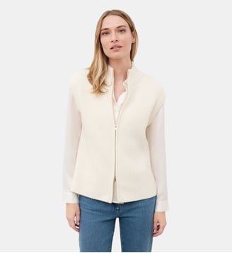 Gilet mnelson - Motif uni - Coton - Caroll - Écru