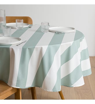 Nappe ronde coton enduit - La Redoute Interieurs - Céladon et blanc