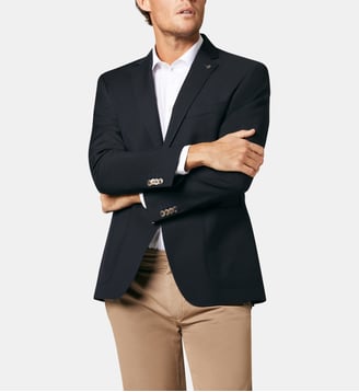 Blazer regular en laine Edison - Digel - Bleu foncé
