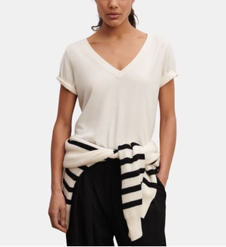 T-shirt col V - Bompard - Écru