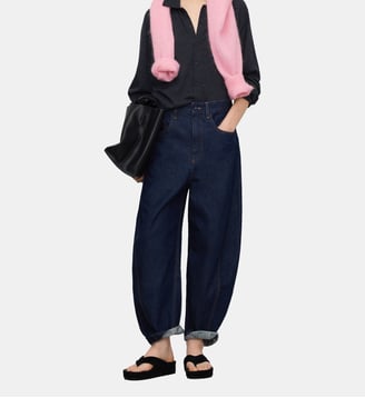 Pantalon coupe barrel en denim de coton Adolfo Dominguez