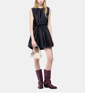 Robe mini ajustée en satin avec détail nœud - Rabanne - Noir
