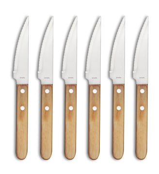 Set 6 couteaux steak - Steak Pizza Jumbo - Amefa - Bois