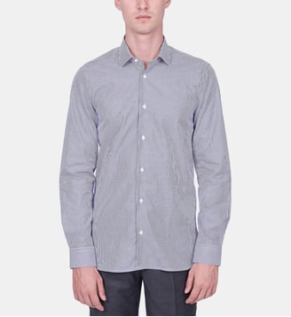 Chemise à rayures bâtons marine coupe cintrée - Atelier Privé - Bleu marine