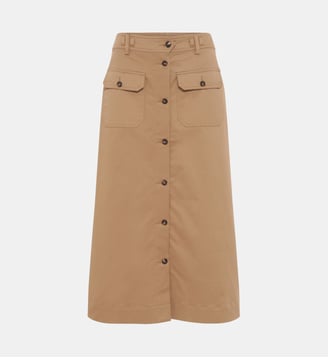 Jupe mi-longue en coton - JASMINA - Gerard Darel - Marron